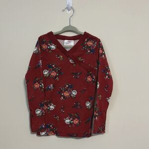 Hanna Andersson Kids Pajama top 100% Organic cotton Size 5 Red floral Girls